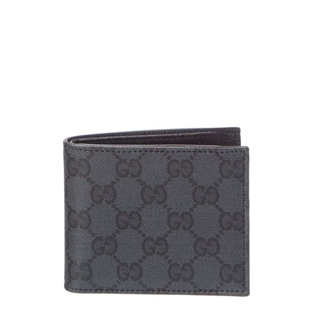 Gucci Essence Classic Gg Coated Canvas Bifold Wallet, Black
